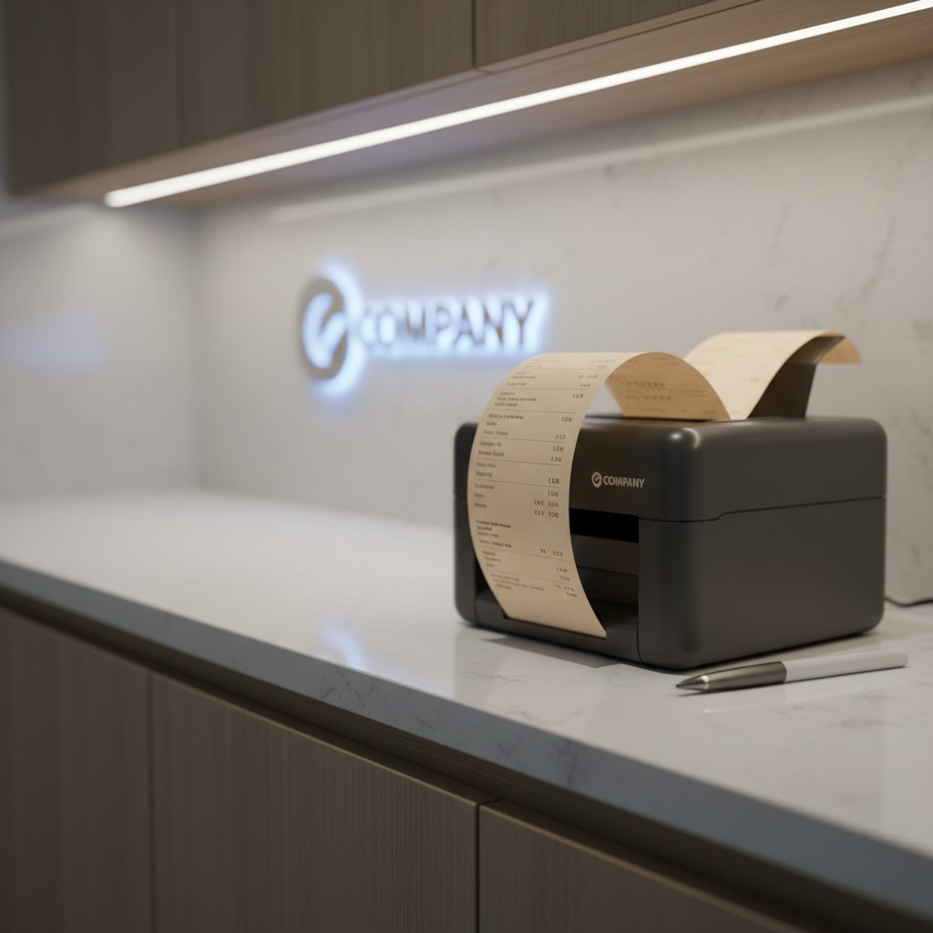 An invoice supported by a receipt printer.